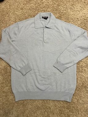 Kirkland 100% cashmere sweater Pale Blue Long-Sleeve Polo Sweater size XXL